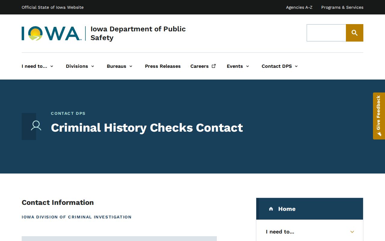 Iowa DCI contact for Butler County criminal court history checks