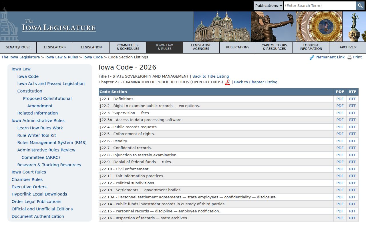 Iowa Open Records Law for Butler County arrest records