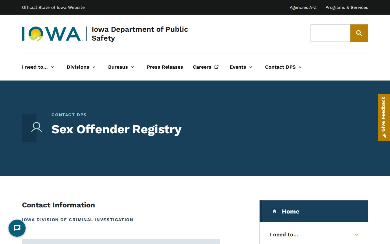 DCI contact information for Butler County sex offender registry questions